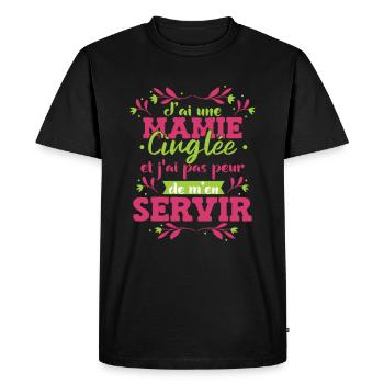 J'ai Une Mamie Cinglée - T-shirt Premium bio Homme - noir - Devant - Nico (187cm)