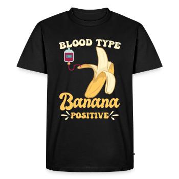 Blood Type Banana Positive - Men's Premium Organic T-Shirt - black - Front - Nico (187cm)