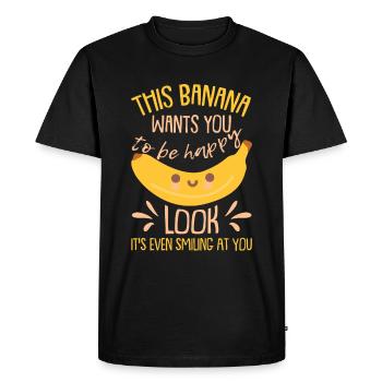 Cute Kawaii Banana - Men's Premium Organic T-Shirt - black - Front - Nico (187cm)