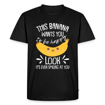 Funny Banana Kawaii - Men's Premium Organic T-Shirt - black - Front - Nico (187cm)