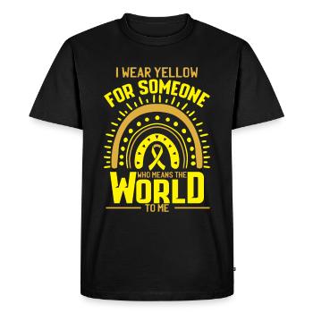 Soutien au cancer du sarcome du ruban jaune - T-shirt Premium bio Homme - noir - Devant - Nico (187cm)