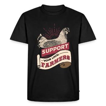 Soutenez vos agriculteurs locaux | Poulet - T-shirt Premium bio Homme - noir - Devant - Nico (187cm)