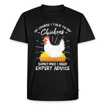 Drôle d’élevage poussins poulailler poulet - T-shirt Premium bio Homme - noir - Devant - Nico (187cm)