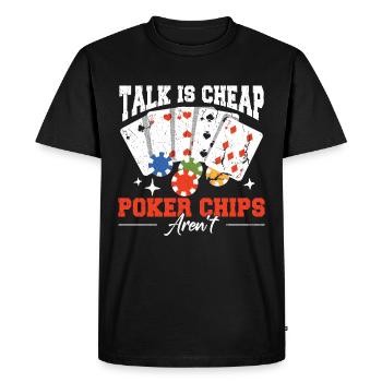 Tournoi de joueurs de poker Funny Chip - T-shirt Premium bio Homme - noir - Devant - Nico (187cm)