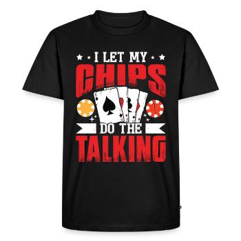 Je laisse mes jetons parler - T-shirt Premium bio Homme - noir - Devant - Nico (187cm)