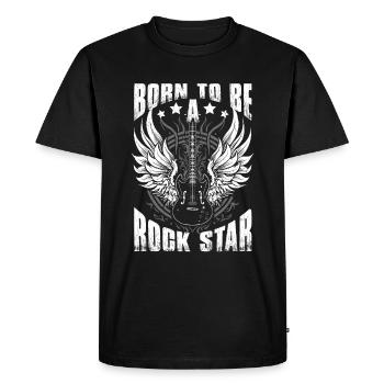Né pour être une rock star - T-shirt Premium bio Homme - noir - Devant - Nico (187cm)