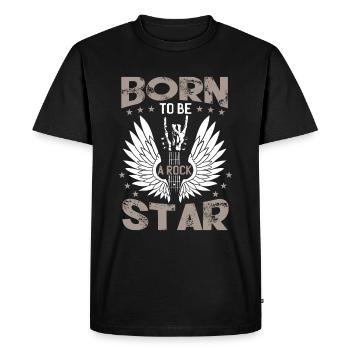 Guitare de musique rock née pour être une rock star - T-shirt Premium bio Homme - noir - Devant - Nico (187cm)