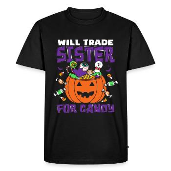 Will Trade Sister For Candy Halloween Sister - Men's Premium Organic T-Shirt - black - Front - Nico (187cm)