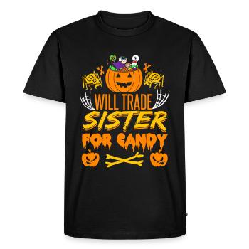 Will Trade Sister For Candy | Halloween Funny - Men's Premium Organic T-Shirt - black - Front - Nico (187cm)
