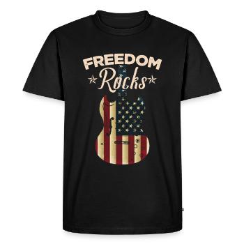 Drapeau américain 4th July Guitare - T-shirt Premium bio Homme - noir - Devant - Nico (187cm)