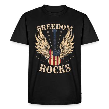 Freedom Rocks Guitare drapeau américain - T-shirt Premium bio Homme - noir - Devant - Nico (187cm)
