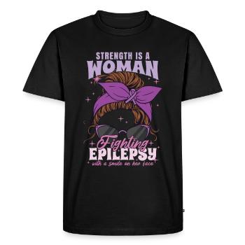 Strength Is A Woman Fighting Epilepsy - Men's Premium Organic T-Shirt - black - Front - Nico (187cm)