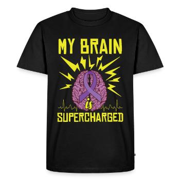 My Brain Is Supercharged - Men's Premium Organic T-Shirt - black - Front - Nico (187cm)