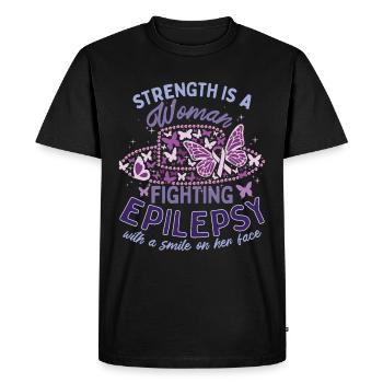 Strength Is A Woman Fighting Epilepsy Warrior - Men's Premium Organic T-Shirt - black - Front - Nico (187cm)