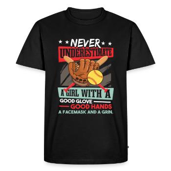 Softball Girl Softball Player Team Softball - Men's Premium Organic T-Shirt - black - Front - Nico (187cm)
