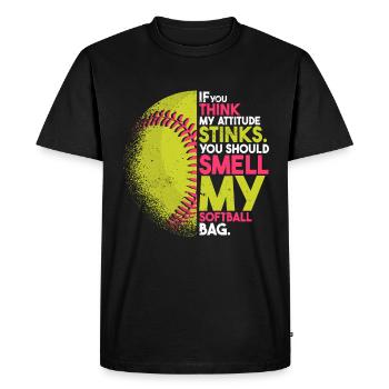 Funny Softball Lover - Men's Premium Organic T-Shirt - black - Front - Nico (187cm)