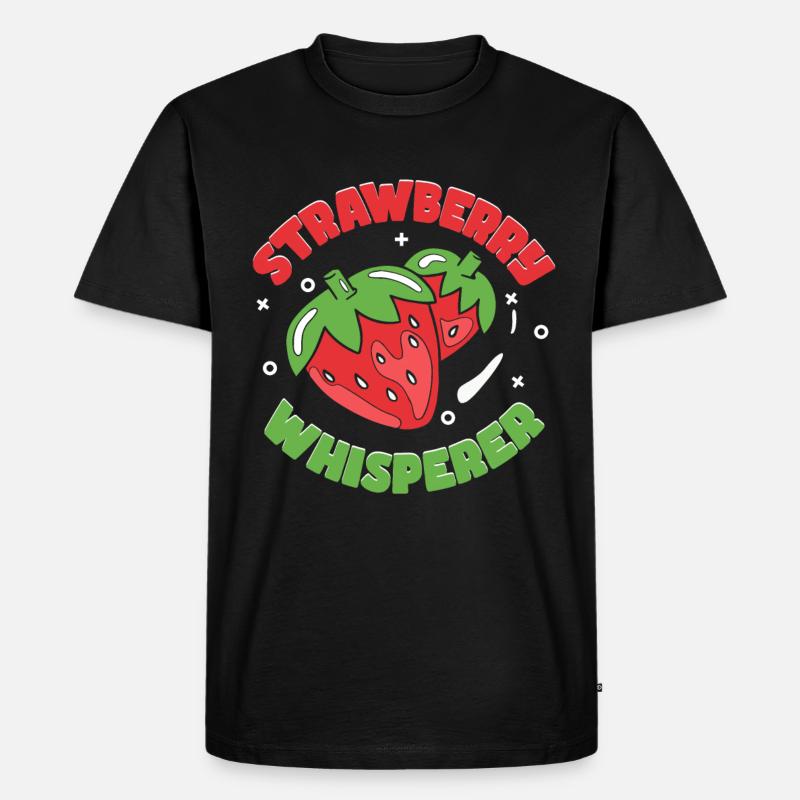 Erdbeer-Flüsterer - Männer Premium Bio T-Shirt - Schwarz