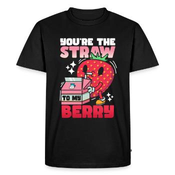 You're the straw to my berry strawberry - Men's Premium Organic T-Shirt - black - Front - Nico (187cm)