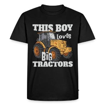 Ce garçon aime les gros tracteurs - T-shirt Premium bio Homme - noir - Devant - Nico (187cm)