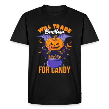 Halloween Funny Candy Will Trade Brother For Candy - Men's Premium Organic T-Shirt - black - Front - Nico (187cm)