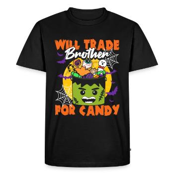 Will Trade Brother For Candy Halloween - Men's Premium Organic T-Shirt - black - Front - Nico (187cm)