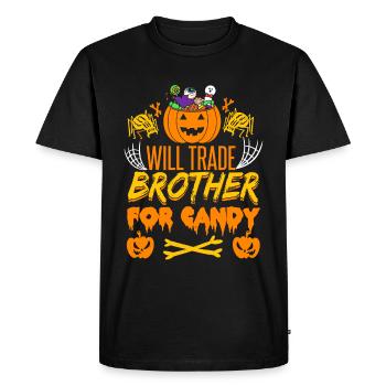 Will Trade Brother For Candy | Halloween Funny - Men's Premium Organic T-Shirt - black - Front - Nico (187cm)