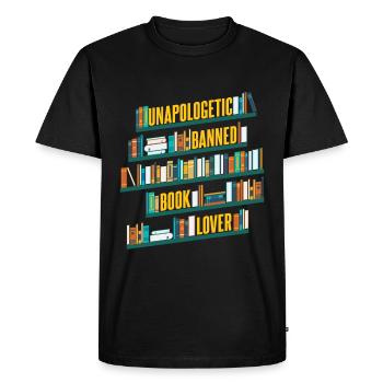 Unapologetic Banned Book Lover - Men's Premium Organic T-Shirt - black - Front - Nico (187cm)