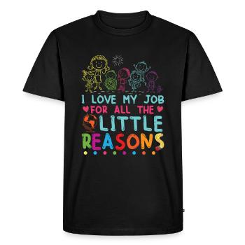 J’aime mon travail pour toutes les petites raisons - T-shirt Premium bio Homme - noir - Devant - Nico (187cm)