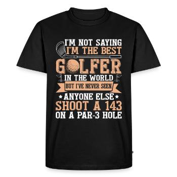 Funny Golf Player Golfing - Men's Premium Organic T-Shirt - black - Front - Nico (187cm)