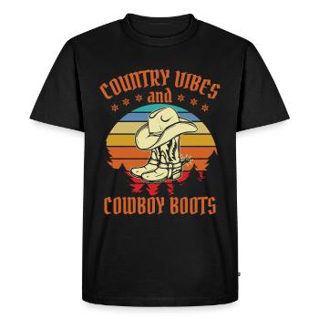 Country Vibes et bottes de cow-boy - T-shirt Premium bio Homme - noir - Devant - Nico (187cm)