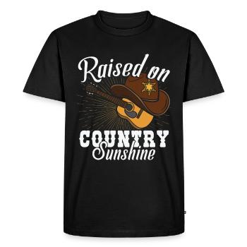 Élevé sur le soleil du pays - T-shirt Premium bio Homme - noir - Devant - Nico (187cm)