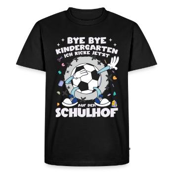 Je tape dans un ballon dans la cour d’école maintenant Inscriptions à l’école 2023 - T-shirt Premium bio Homme - noir - Devant - Nico (187cm)