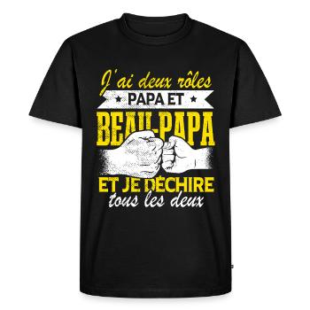 Papa Et Beau-Papa - T-shirt Premium bio Homme - noir - Devant - Nico (187cm)