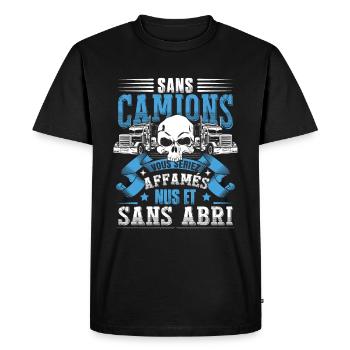 Drôle Camionneur Camion Poids Lourd - T-shirt Premium bio Homme - noir - Devant - Nico (187cm)