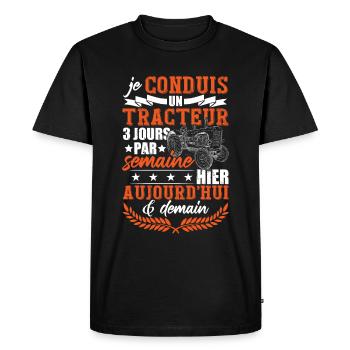 Conducteur De Tracteur Paysan - T-shirt Premium bio Homme - noir - Devant - Nico (187cm)