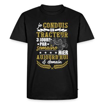 Drôle Dicton Tracteur Paysan Cadeaux Fermier - T-shirt Premium bio Homme - noir - Devant - Nico (187cm)