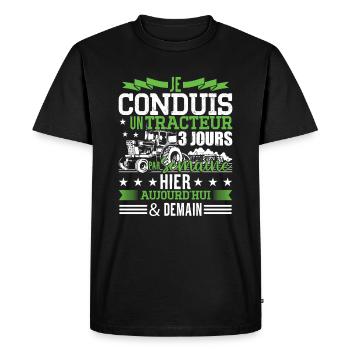 Tracteur Humour Hommes Paysan - T-shirt Premium bio Homme - noir - Devant - Nico (187cm)