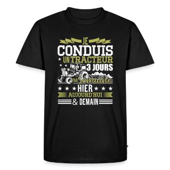 Conducteur Tracteur Humour - T-shirt Premium bio Homme - noir - Devant - Nico (187cm)