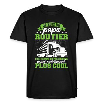 Je Suis Papa Routier - T-shirt Premium bio Homme - noir - Devant - Nico (187cm)