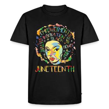 Juneteenth Femmes Racines afro-américaines - T-shirt Premium bio Homme - noir - Devant - Nico (187cm)