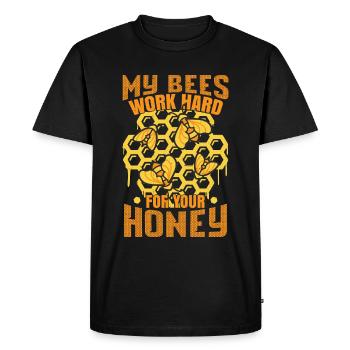 Funny Bee Beekeeper Apiarist Hive - Men's Premium Organic T-Shirt - black - Front - Nico (187cm)