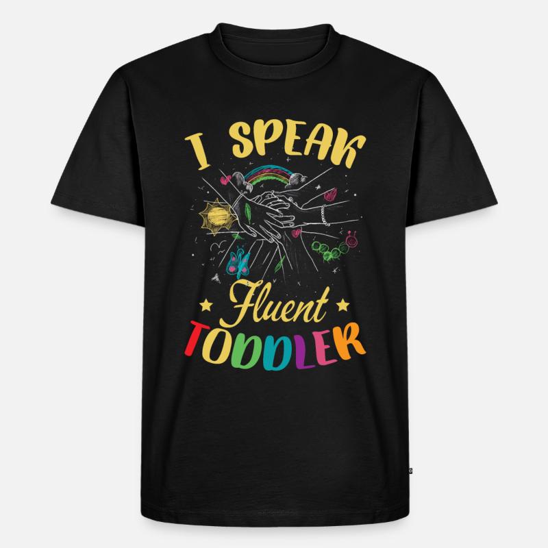 Ich spreche fließend Kleinkind - Männer Premium Bio T-Shirt - Schwarz