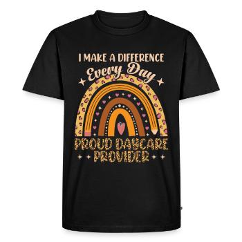 Proud daycare provider - Men's Premium Organic T-Shirt - black - Front - Nico (187cm)
