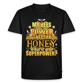 My Bees Have The Power To Turn Nectar Into Honey - Men's Premium Organic T-Shirt - black - Front - Nico (187cm)