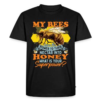 My Bees Have The Power To Turn Nectar Into Honey - Men's Premium Organic T-Shirt - black - Front - Nico (187cm)