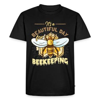Apiculture Nid d’abeilles Ruche d’abeilles - T-shirt Premium bio Homme - noir - Devant - Nico (187cm)
