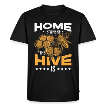 La maison est l’endroit où se trouve ma ruche - T-shirt Premium bio Homme - noir - Devant - Nico (187cm)