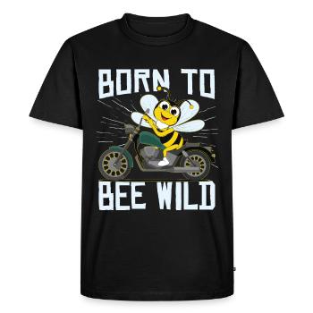 Né pour être sauvage - T-shirt Premium bio Homme - noir - Devant - Nico (187cm)
