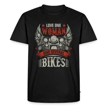 Motard Moto Amoureux Motocycliste - T-shirt Premium bio Homme - noir - Devant - Nico (187cm)
