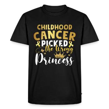 Childhood Cancer Picked The Wrong Princess - Men's Premium Organic T-Shirt - black - Front - Nico (187cm)